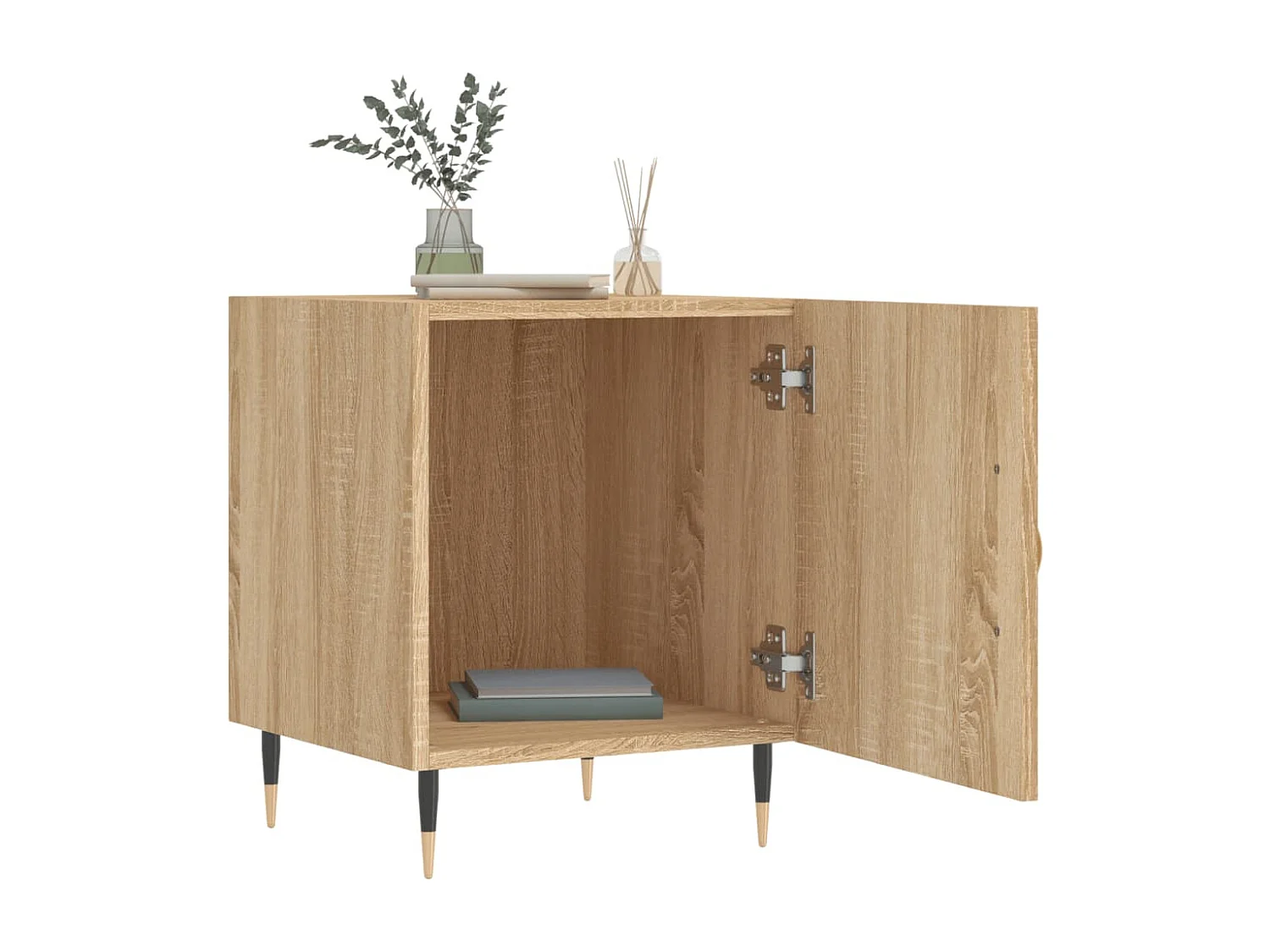 Lot de 2 Tables de chevet Étroite avec Étagère de rangement chêne sonoma 40x40x50 cm bois ingénierie