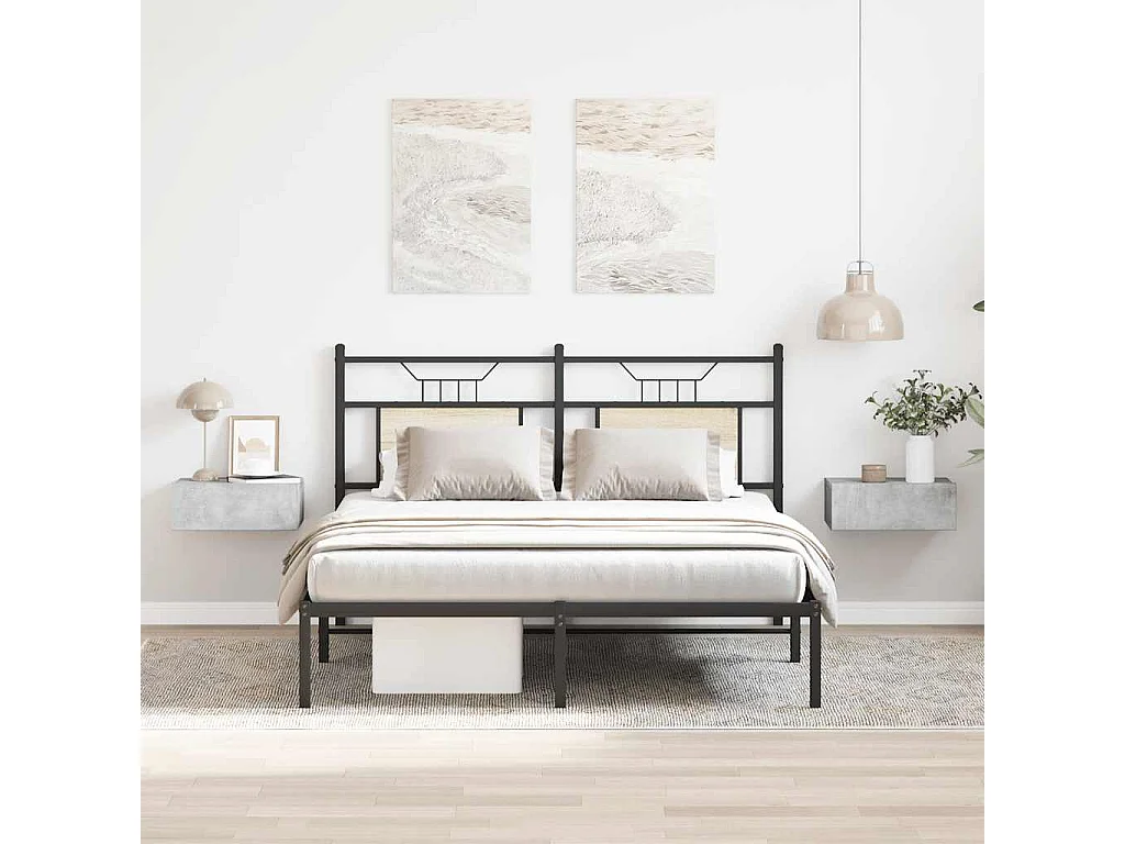 Nachttisch hängend 2er Set | Wand-Nachttische Betongrau 40x30x15 cm Holzwerkstoff SHL7062