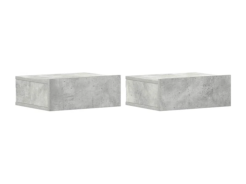 Tables de chevet flottantes-Tables de nuit murale 2 pcs Gris béton Bois d'ingénierie