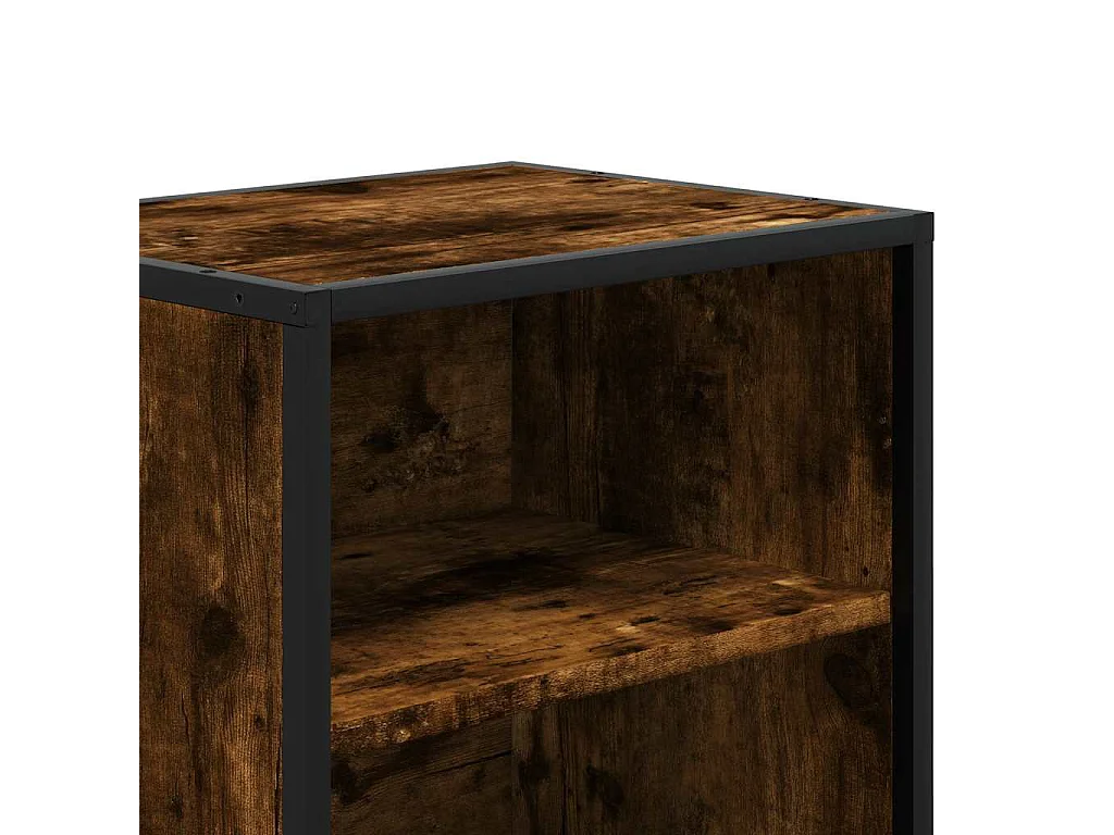 Mesita de noche | Mesilla de noche madera ingeniería roble ahumado 40x31x50cm metal