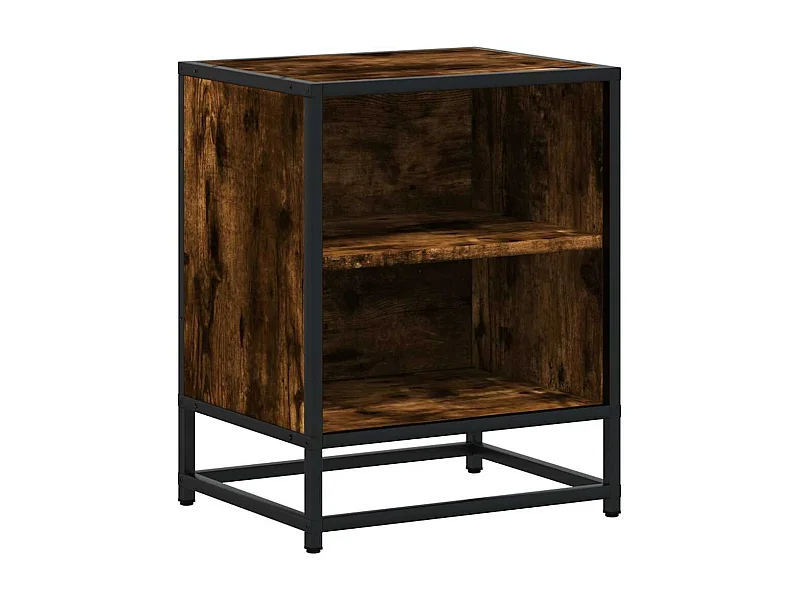 Nachtkastje | Bijzettafel Modern | Opbergkastje 40x31x50 cm bewerkt hout en metaal gerookt eiken