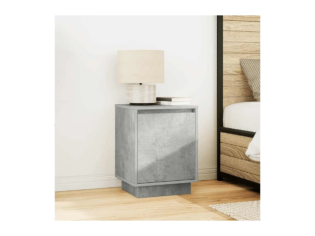 Mesitas de noche | Mesilla de noche con luces LED 2 uds gris hormigón 38x34x50 cm