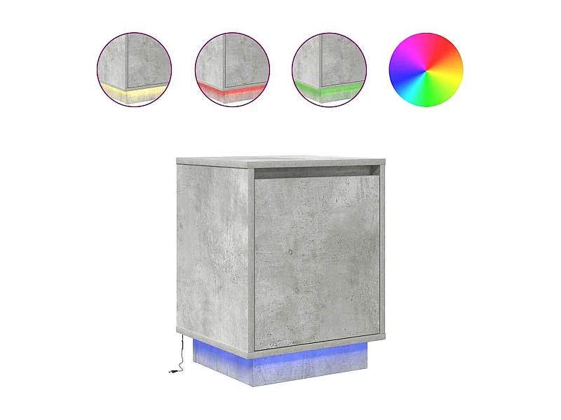 Lot de 2 Tables de chevet avec Éclairage LED gris béton 38x34x50 cm