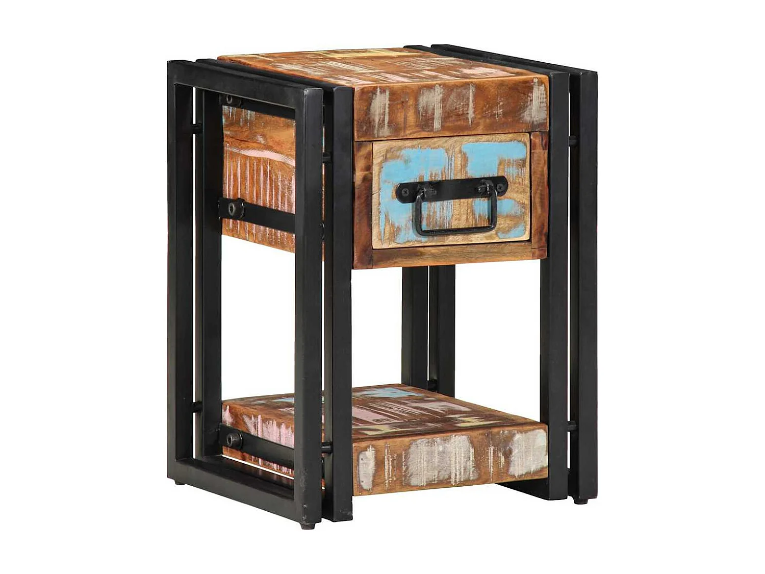 Nachttisch 2er Set-Beistelltisch Mehrfarbig 30 x 30 x 40 cm Massives Altholz SHL42093