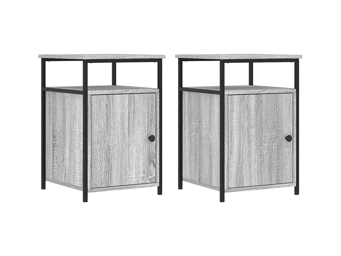 Mesitas de noche | Mesilla de noche 2 uds madera contrachapada gris 40x42x60 cm