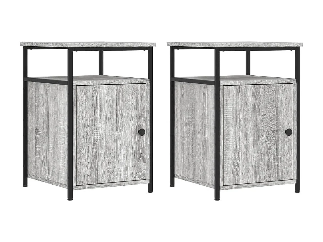 Nachttisch 2er Set-Beistelltisch-Nachttischkommode Grau Sonoma 40x42x60 cm Holzwerkstoff SHL56403
