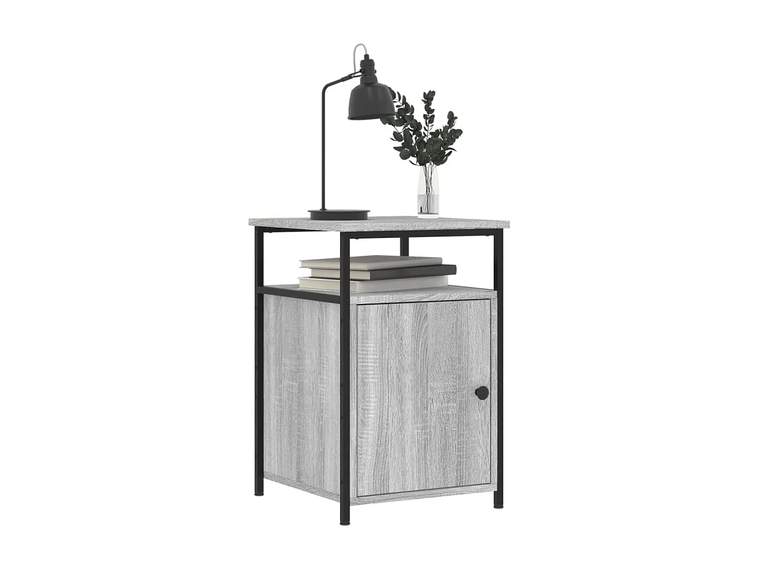 Nachttisch 2er Set-Beistelltisch-Nachttischkommode Grau Sonoma 40x42x60 cm Holzwerkstoff SHL56403