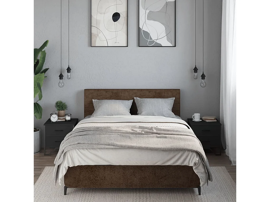 Nachttisch 2er Set-Beistelltisch-Nachttischkommode Schwarz 40x41x40 cm Holzwerkstoff SHL47864