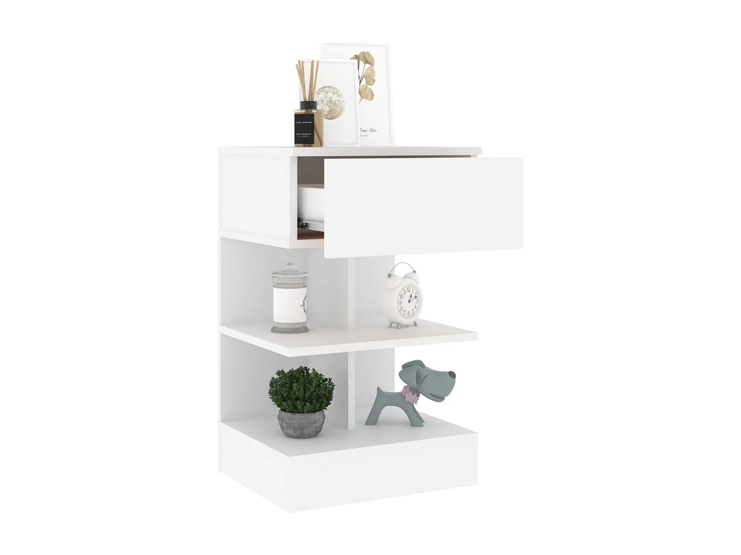 Mesitas de noche | Mesilla de noche 2 uds madera contrachapada blanco 40x35x65 cm