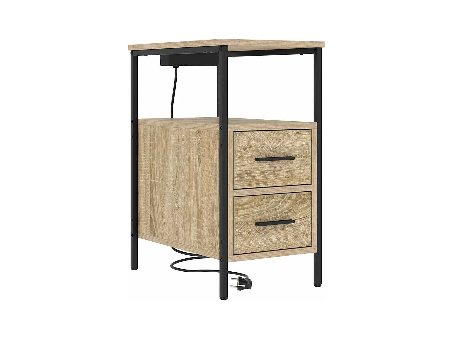 Mesa de Noche | Mesa auxiliar con cajón 2 uds. Roble Sonoma 30x48x61 cm