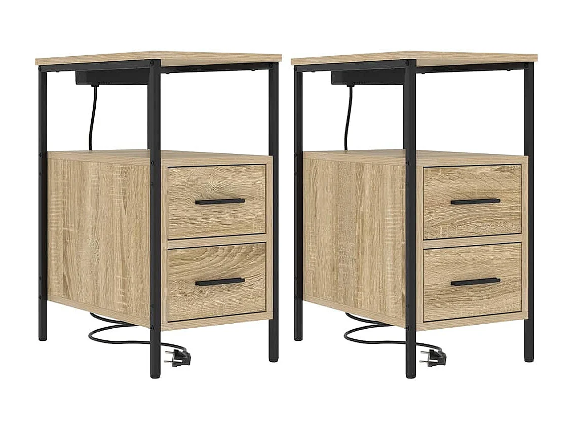 Nachttisch 2er Set-Beistelltisch Sonoma-Eiche 30 x 48 x 61 cm Holzwerkstoff SHL93307