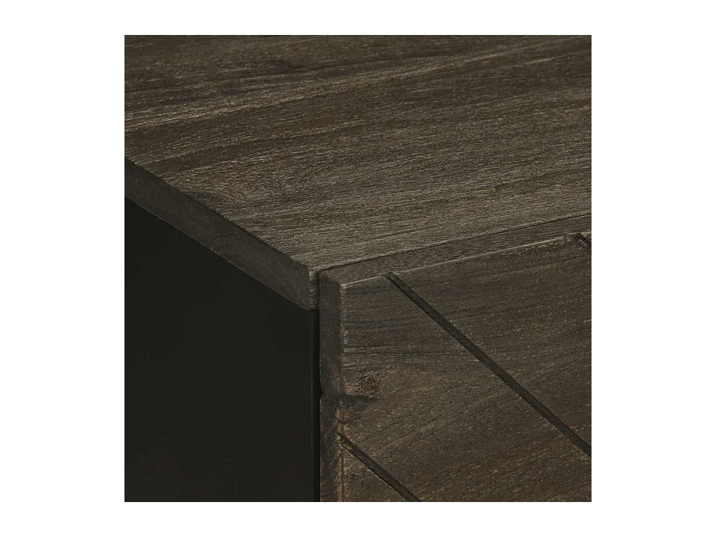 Mesita de noche | Mesilla de noche de madera maciza de mango negra 40x33x46 cm