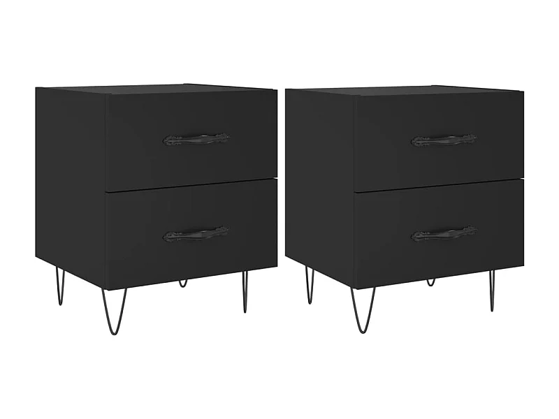 Mesitas de noche | Mesilla de noche 2 uds madera ingeniería negro 40x35x47,5 cm