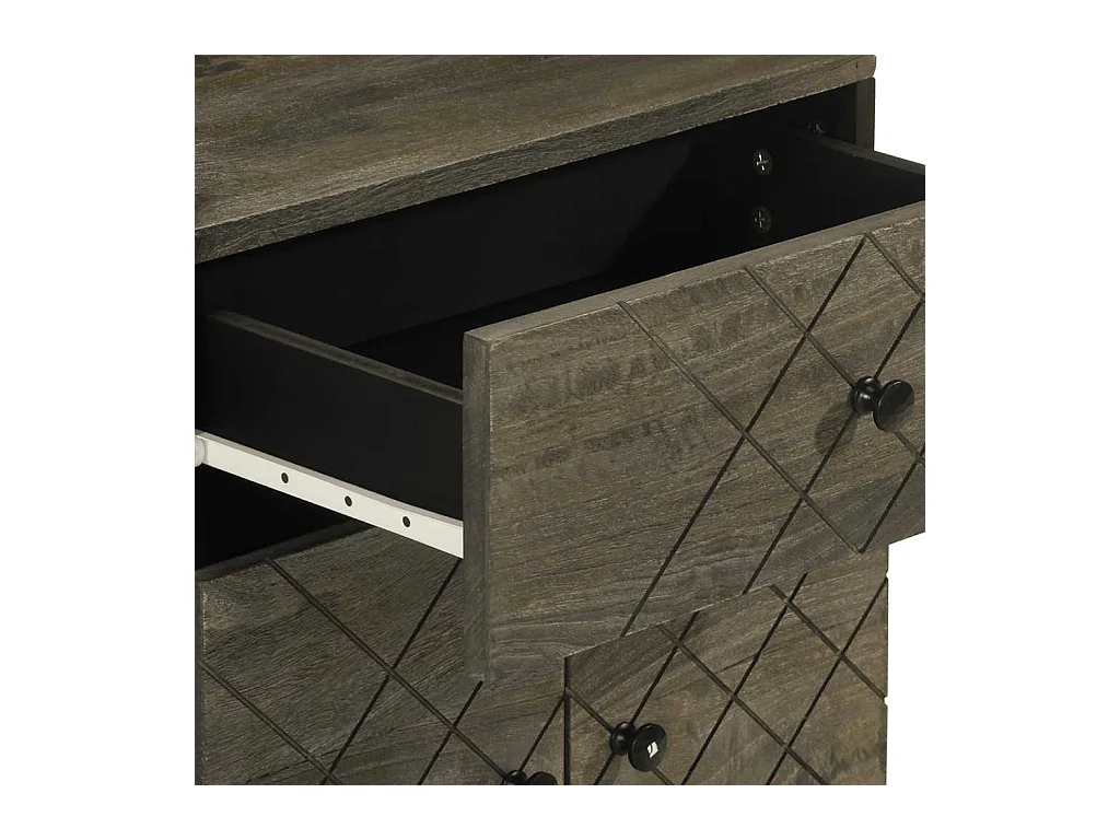 Mesita de noche | Mesilla de noche madera maciza de mango negra 50x33x60 cm