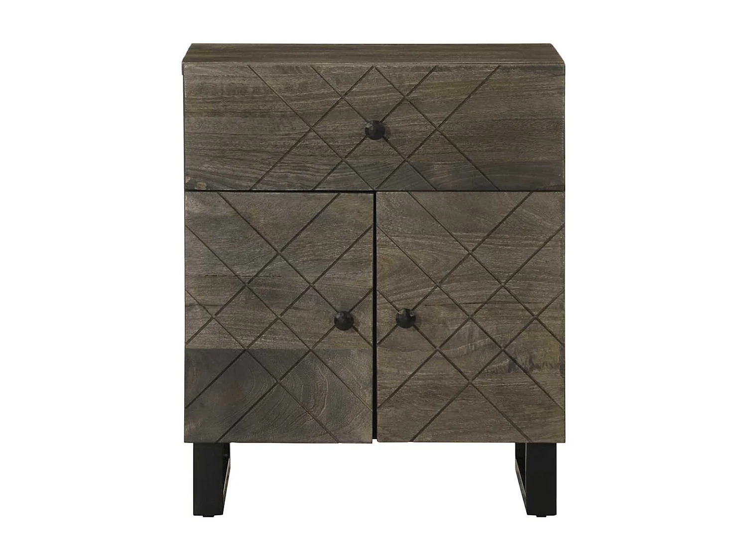 Nachttisch-Beistelltisch Schwarz 50x33x60 cm Massivholz Mango SHL96513