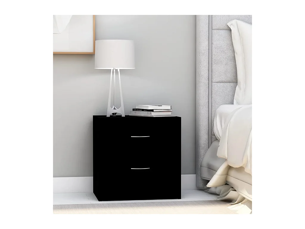 Mesita de noche | Mesilla de noche madera contrachapada negro 40x30x40 cm