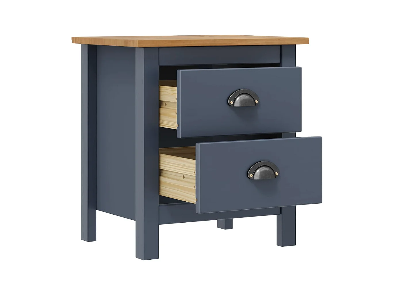 Mesita de noche | Mesilla de noche Hill madera maciza de pino gris 46x35x49,5 cm