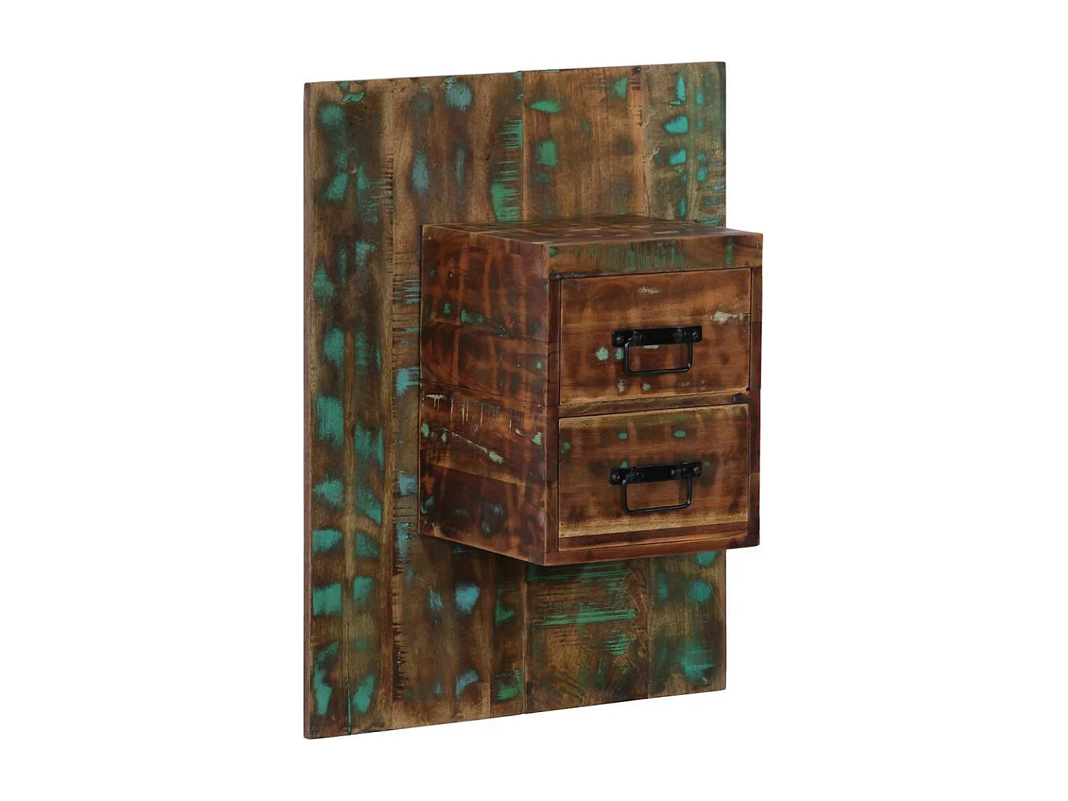 Mesilla de noche | Mesita de noche multicolor 60x32x80 cm madera maciza reciclada