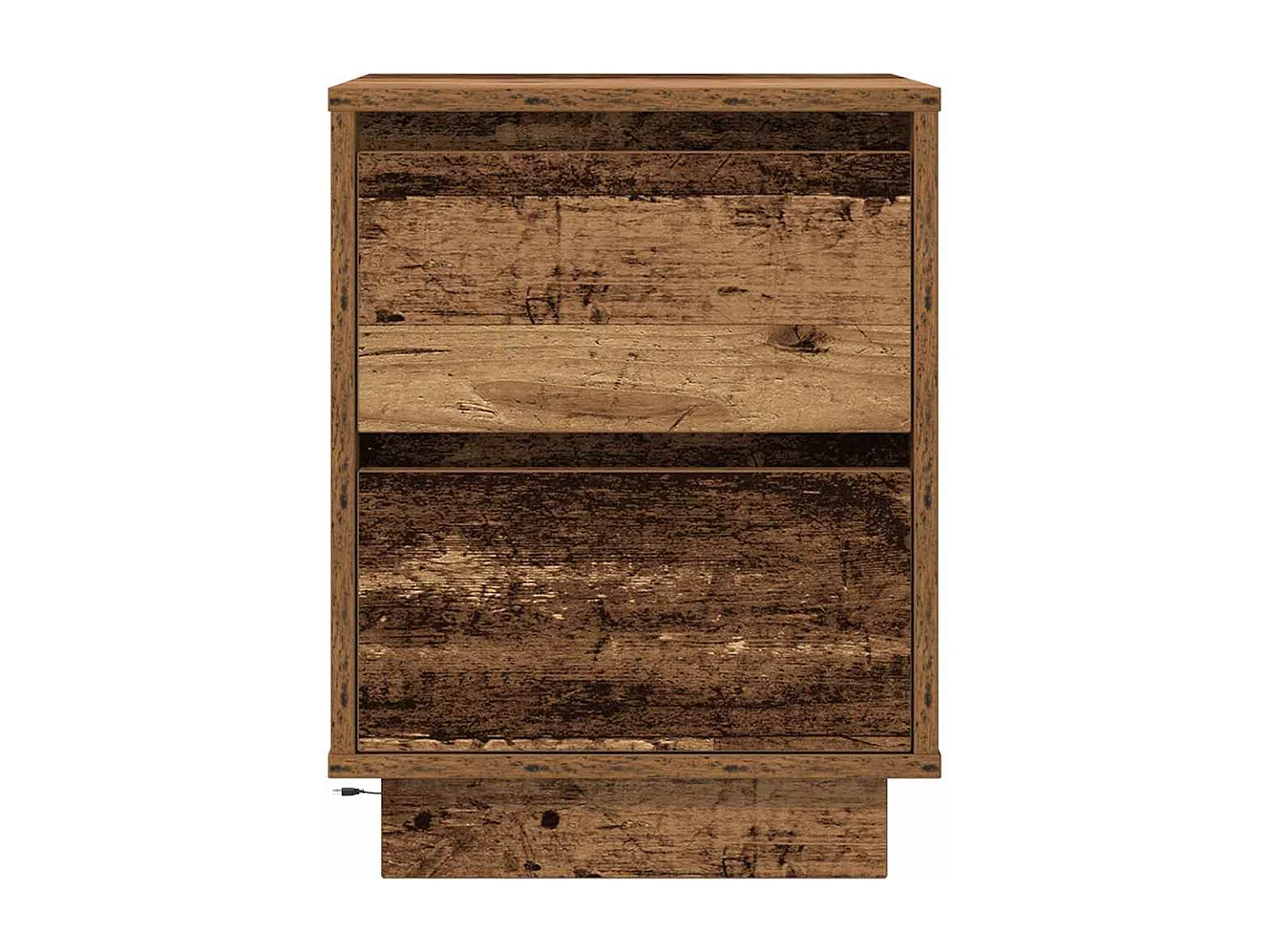 Mesilla de noche | Mesita de noche con luces LED madera vieja 38x34x50 cm