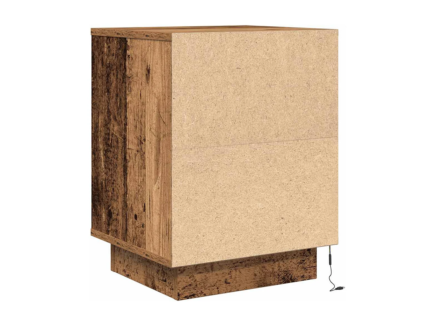 Mesilla de noche | Mesita de noche con luces LED madera vieja 38x34x50 cm