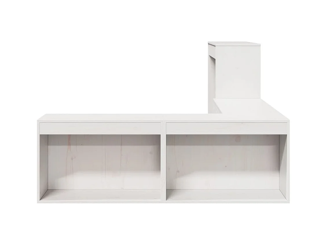 Mueble con escritorio madera maciza pino blanco 232x112x75 cm
