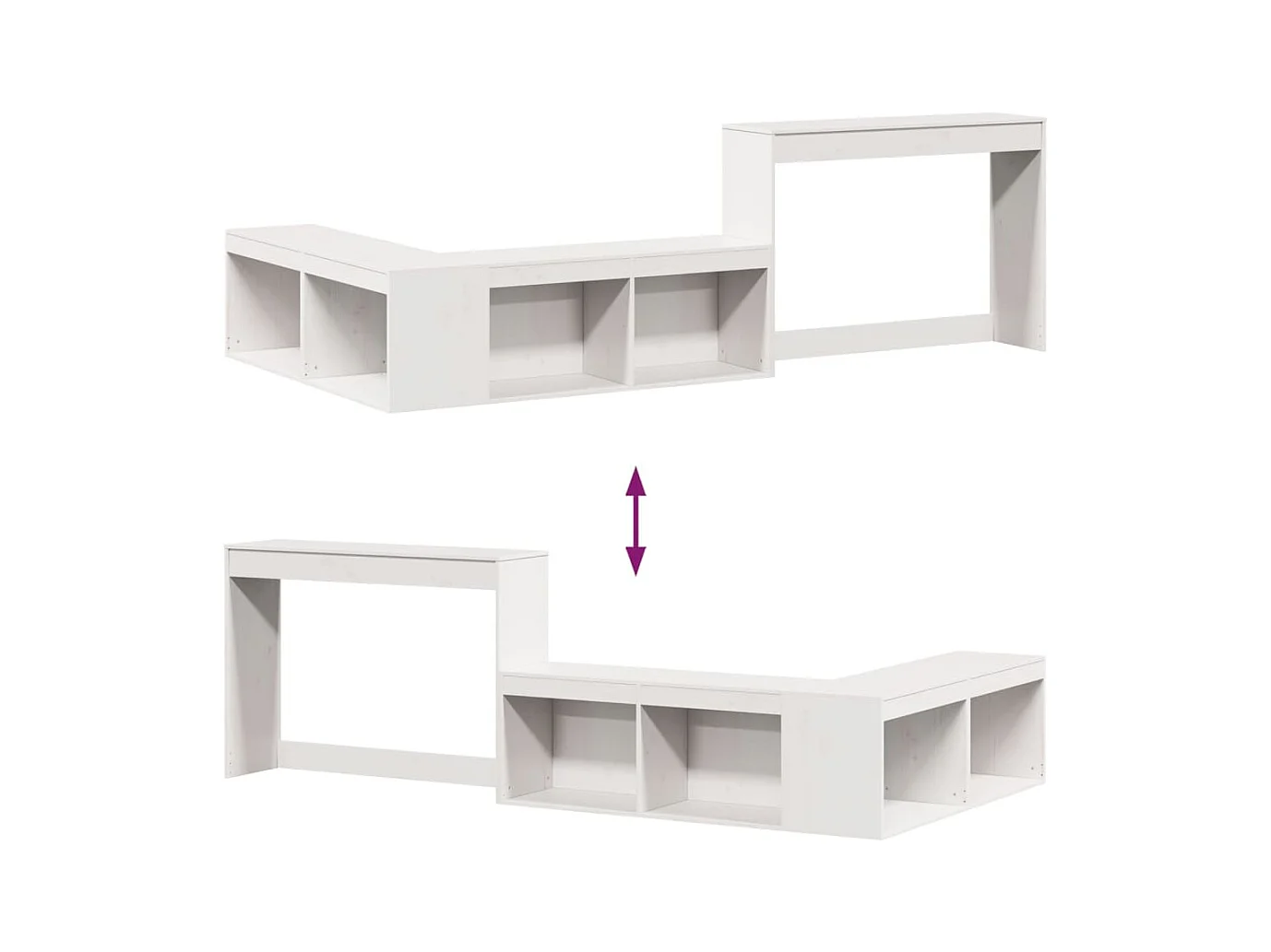 Mueble con escritorio madera maciza pino blanco 232x112x75 cm