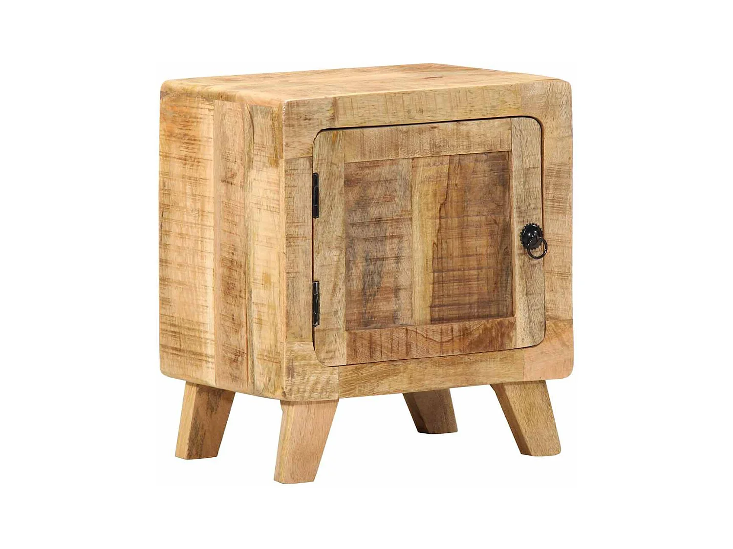 Mesita de noche | Mesilla de noche de madera maciza de mango rugosa 40x32x46 cm