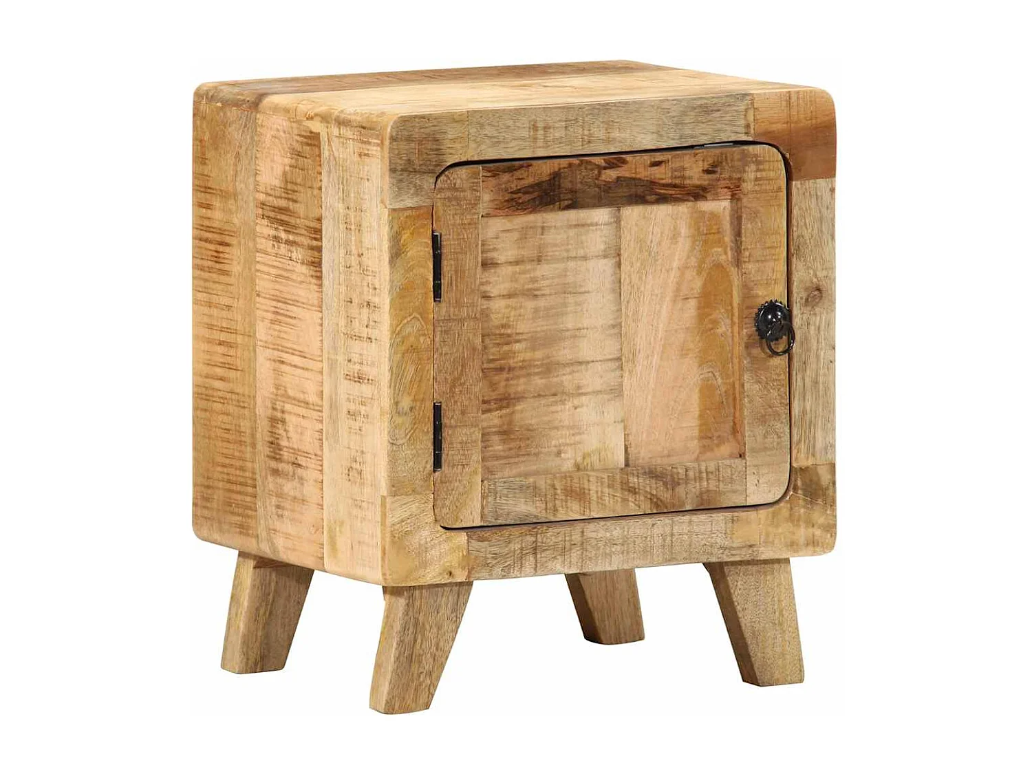 Mesita de noche | Mesilla de noche de madera maciza de mango rugosa 40x32x46 cm