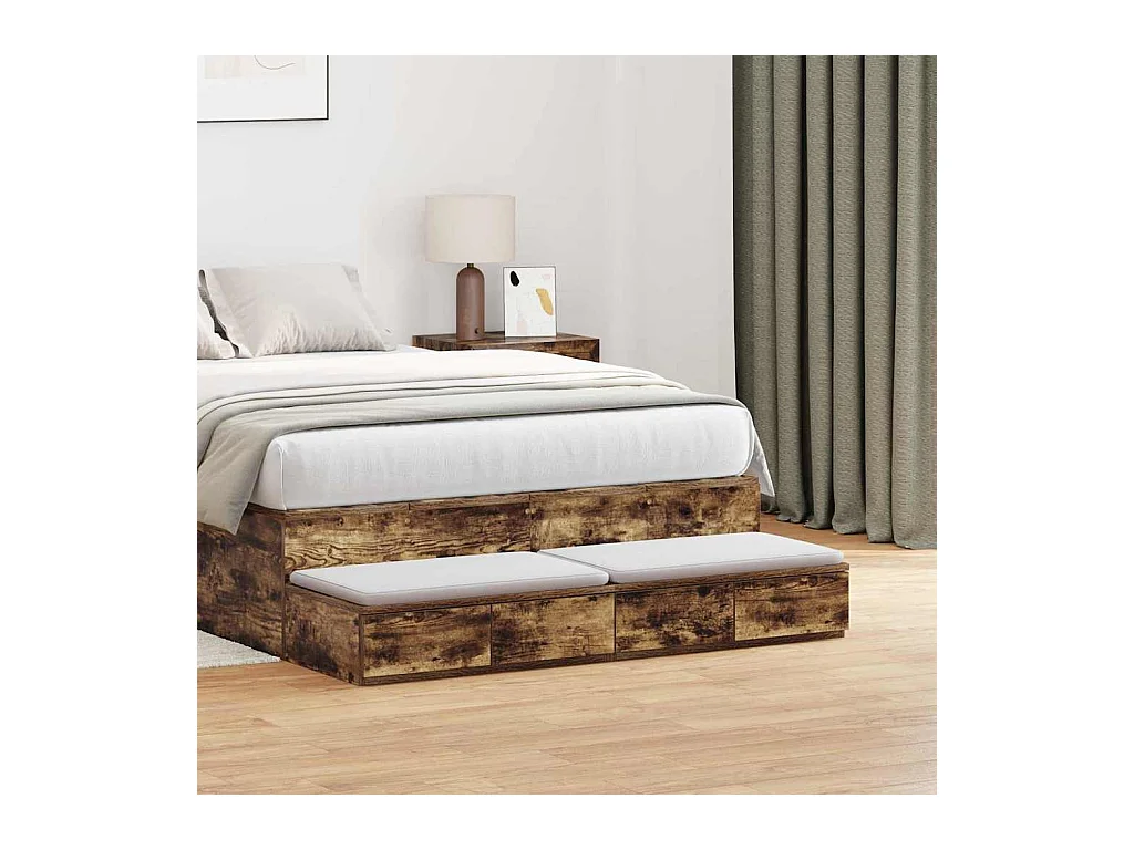 Cajones de cama con cajón Roble ahumado 120x36.5x16.5 cm