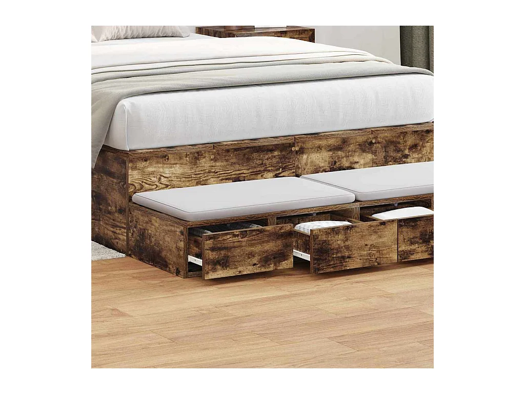 Cajones de cama con cajón Roble ahumado 120x36.5x16.5 cm