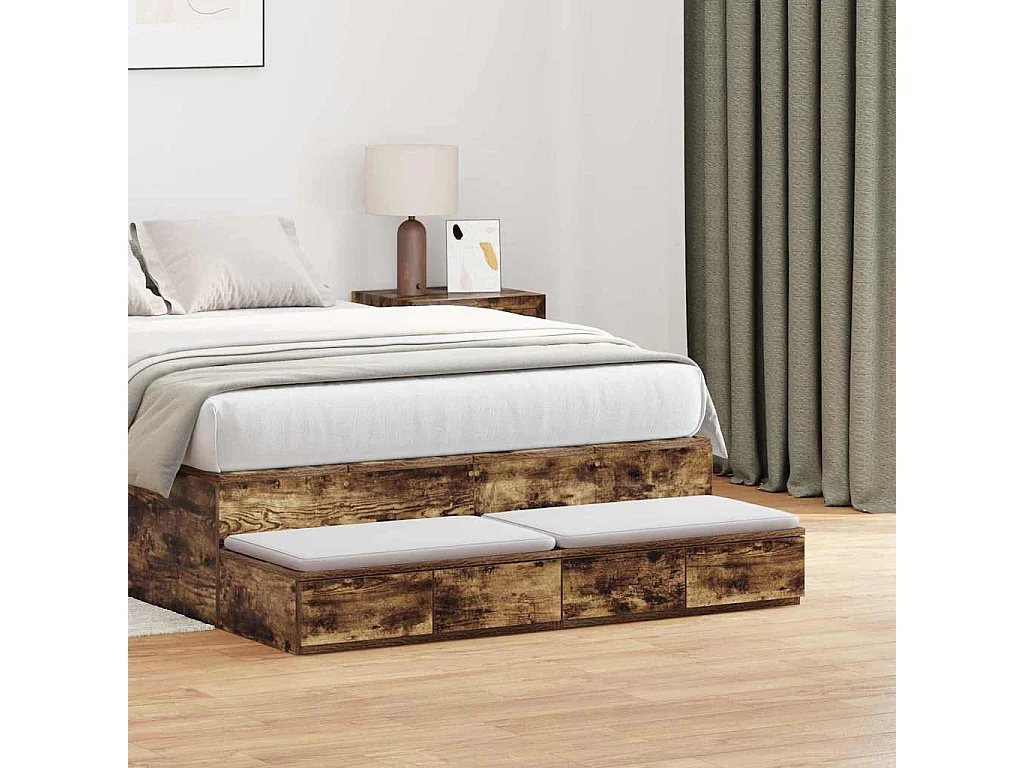 Gavetas de cama com gaveta Carvalho fumado 120x36.5x16.5 cm