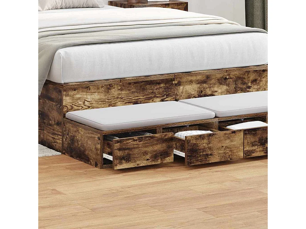 Gavetas de cama com gaveta Carvalho fumado 120x36.5x16.5 cm