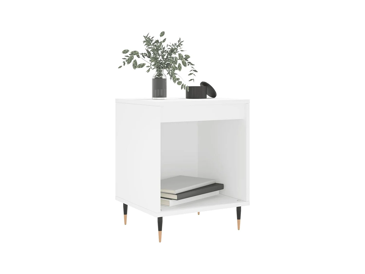 Lot de 2 Tables de chevet avec Compartiments ouverts blanc 40x35x50 cm bois d’ingénierie