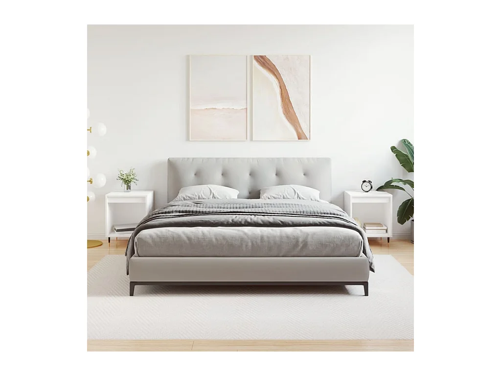 Pack de 2 Mesitas de noche | Mesilla de noche madera de ingeniería blanco 40x35x50 cm