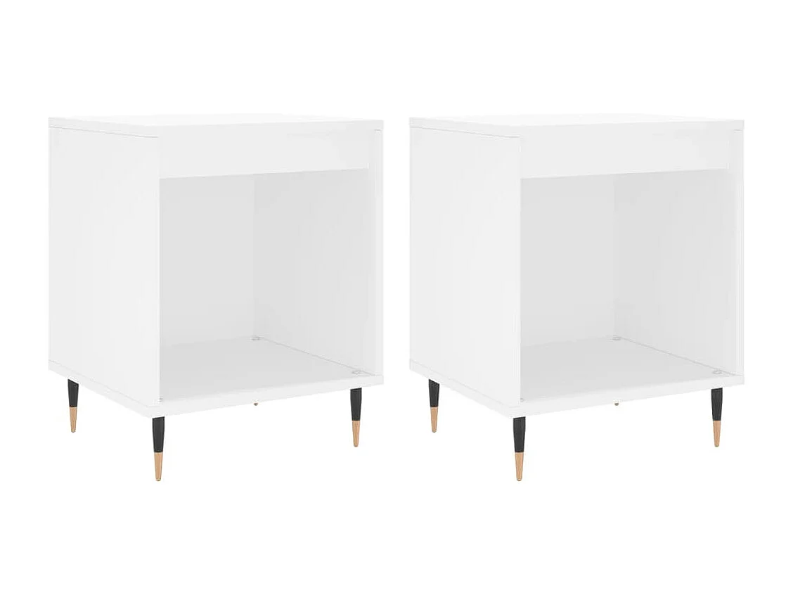 Nachttisch 2er Set-Beistelltisch-Nachttischkommode Weiß 40x35x50 cm Holzwerkstoff SHL4444