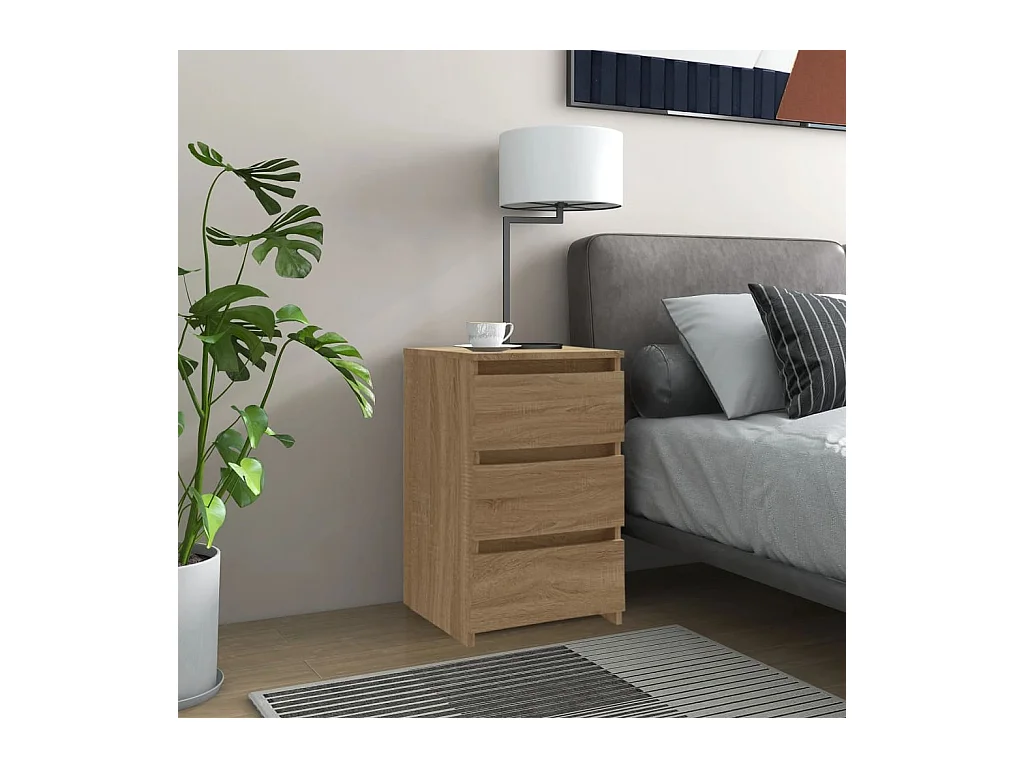 Mesita de noche | Mesilla de noche madera contrachapada roble Sonoma 40x35x62,5cm