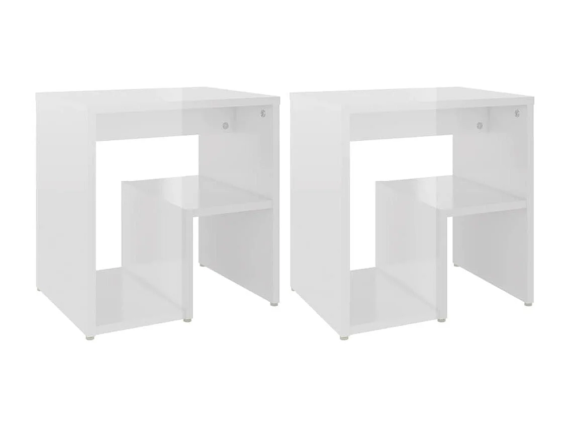 Nachttisch 2er Set-Beistelltisch Hochglanz-Weiß 40x30x40 cm Holzwerkstoff SHL42065