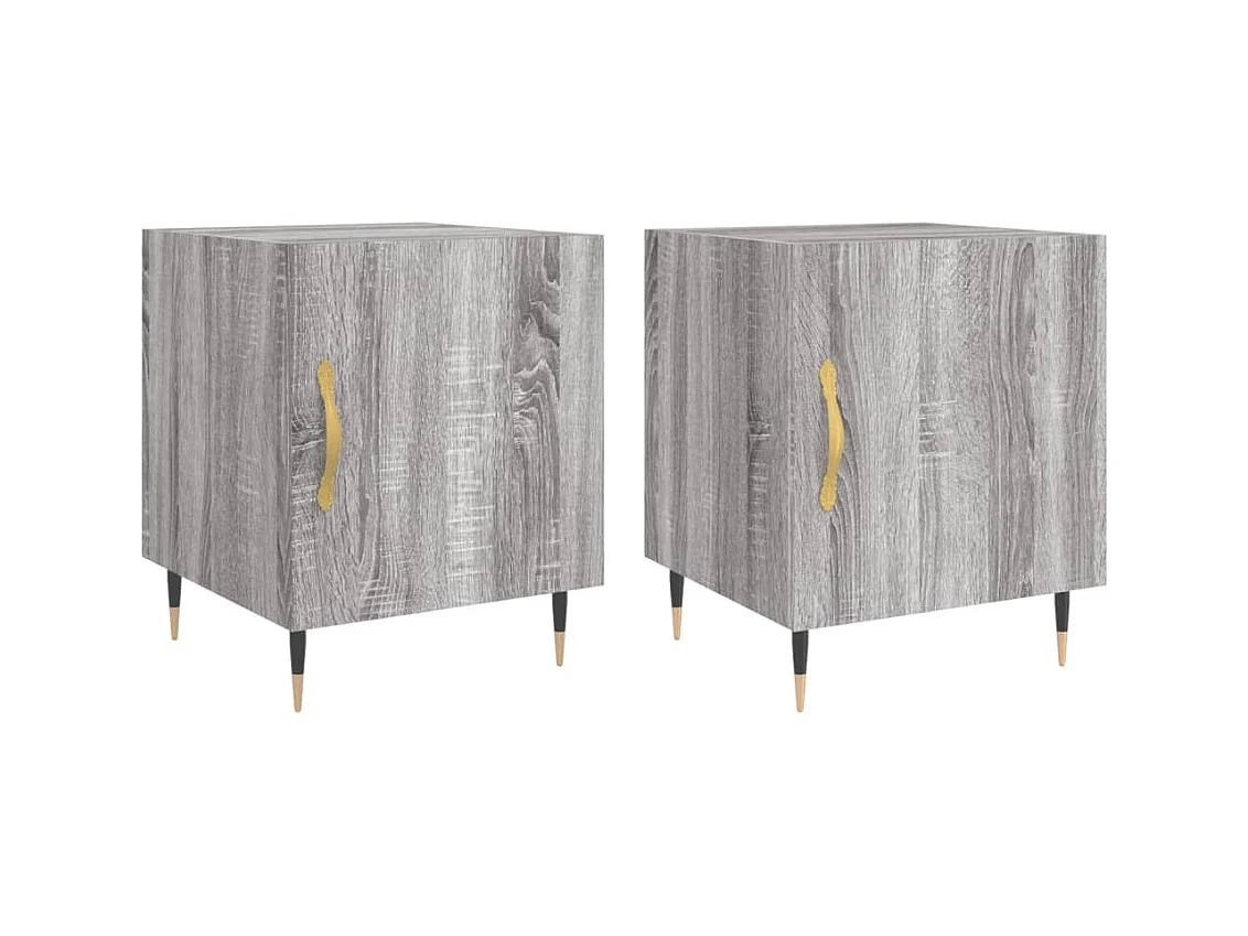 Mesitas de noche | Mesilla de noche 2 uds madera ingeniería gris Sonoma 40x40x50 cm