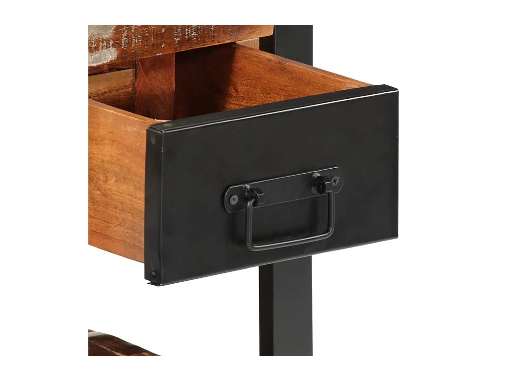 Mesa de Cabeceira | Criado-mudo Moderno multicor 35x34x45cm madeira maciça recuperada