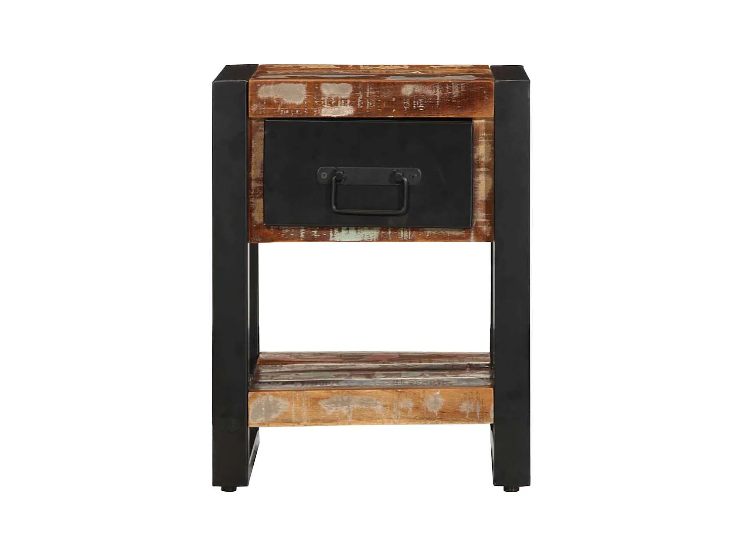 Mesilla de noche | Mesita de noche multicolor 35x34x45 cm madera maciza reciclada