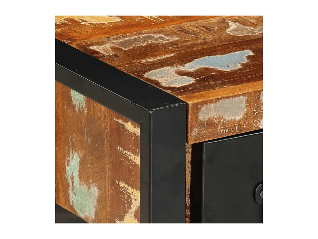 Mesilla de noche | Mesita de noche multicolor 35x34x45 cm madera maciza reciclada