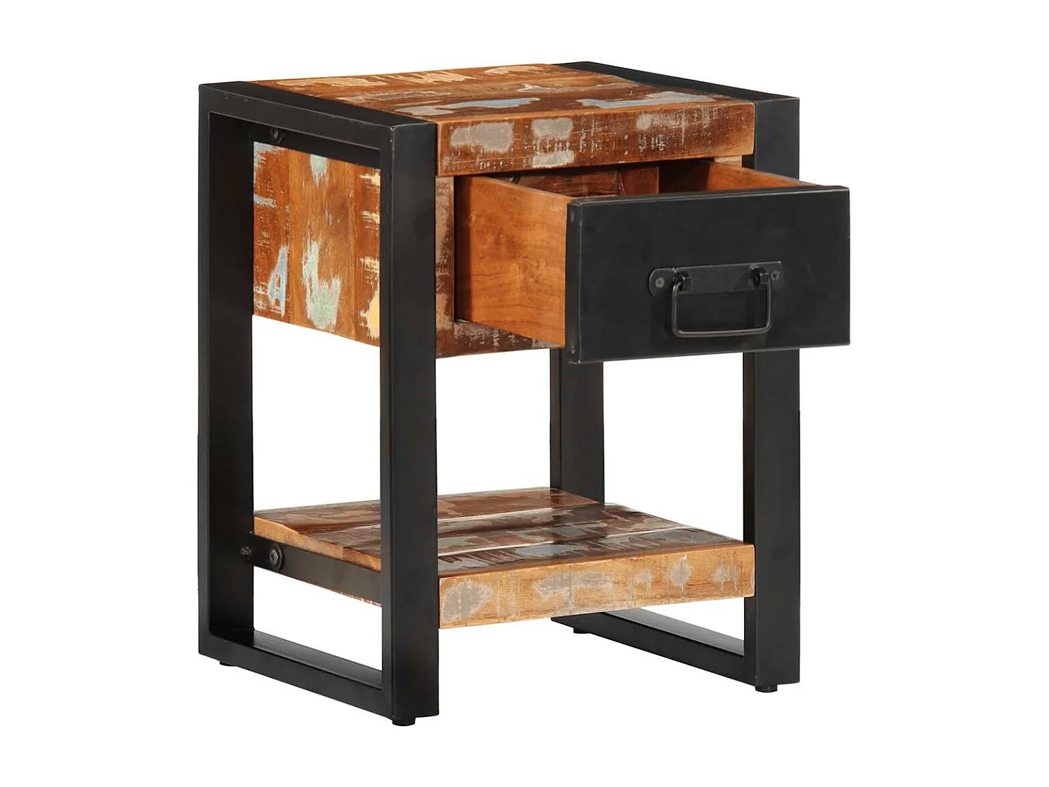 Nachttisch-Beistelltisch Mehrfarbig 35x34x45 cm Altholz Massiv SHL48393