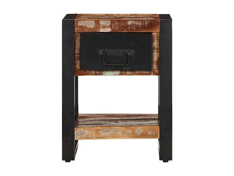 Table de chevet-Petite Table d'appoint multicolore 35x34x45cm bois massif récupération