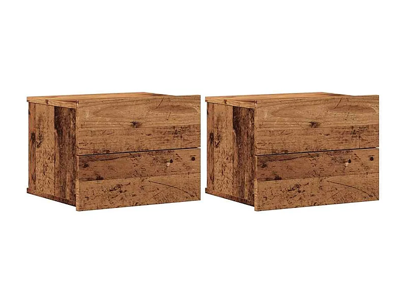 Mesitas de noche | Mesilla de noche de pared 2 uds madera envejecida 40x32x30 cm
