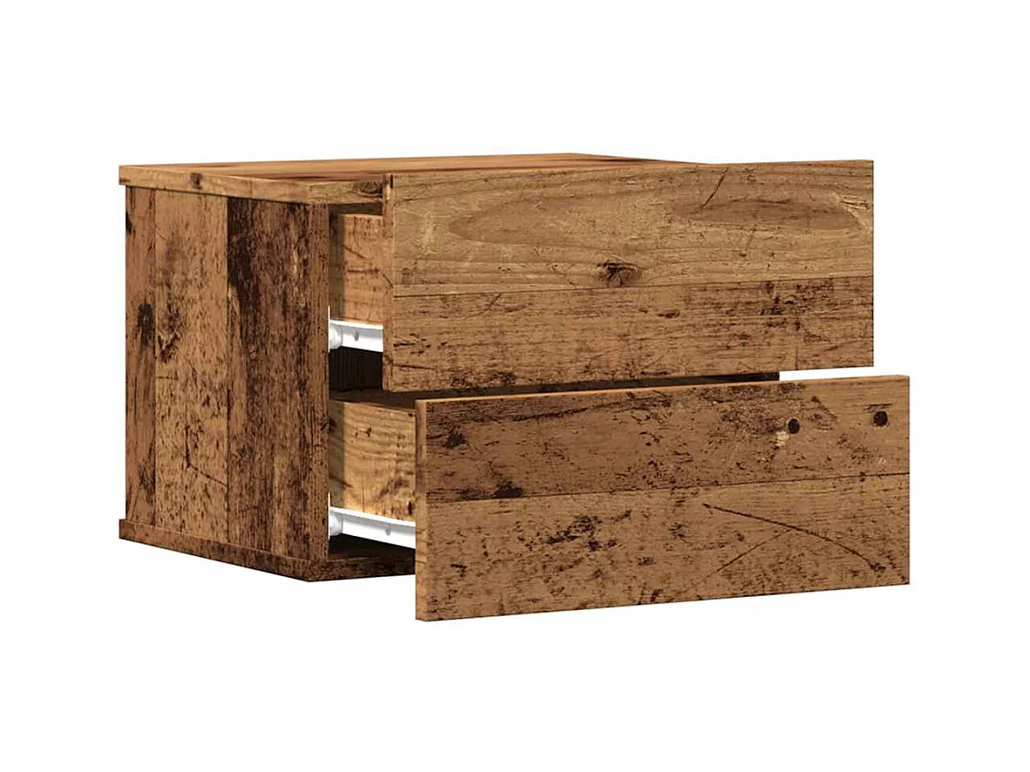 Mesitas de noche | Mesilla de noche de pared 2 uds madera envejecida 40x32x30 cm