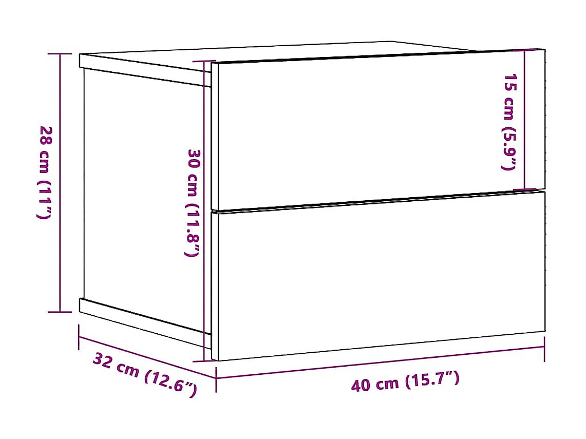 Mesitas de noche | Mesilla de noche de pared 2 uds madera envejecida 40x32x30 cm