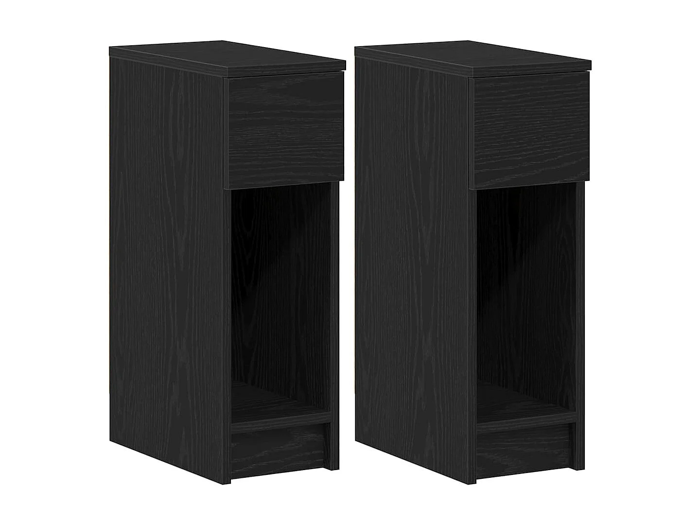 Nachttisch 2er Set-Beistelltisch mit Schublade. Schwarz Eichen-Optik 20x36x60cm SHL92254