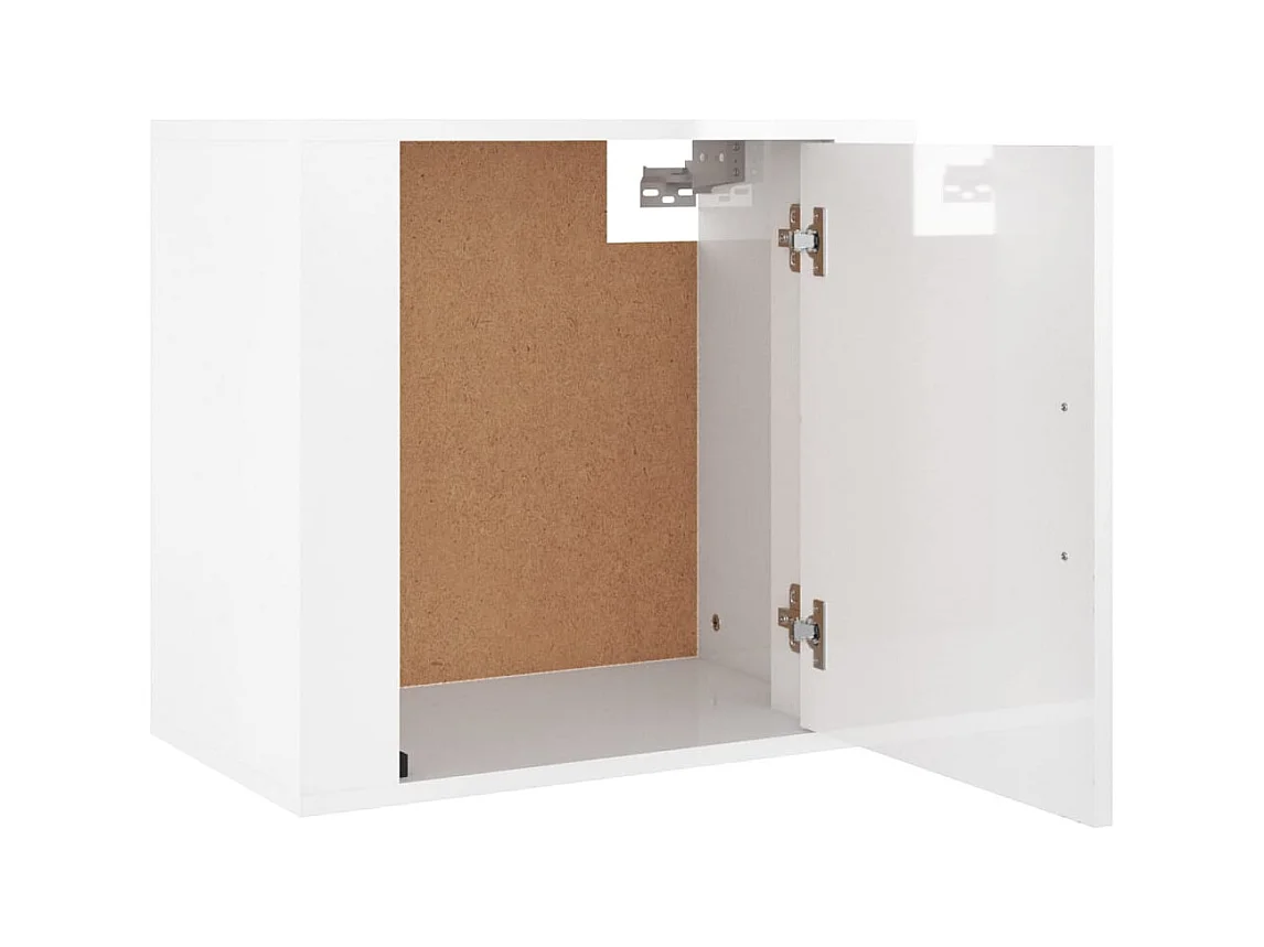 Mesita de noche | Mesilla de noche de pared blanco brillante 50x30x47 cm