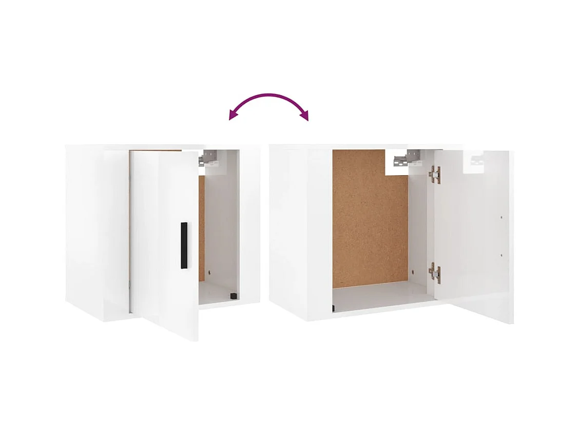 Mesita de noche | Mesilla de noche de pared blanco brillante 50x30x47 cm