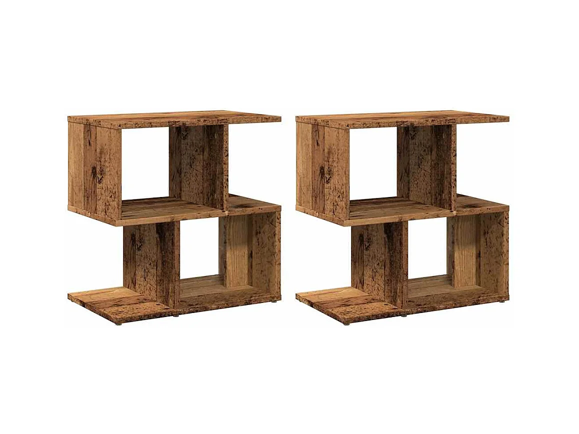 Tables de chevet lot de 2 avec rangement vieux bois 50x30x51,5cm bois d'ingénierie